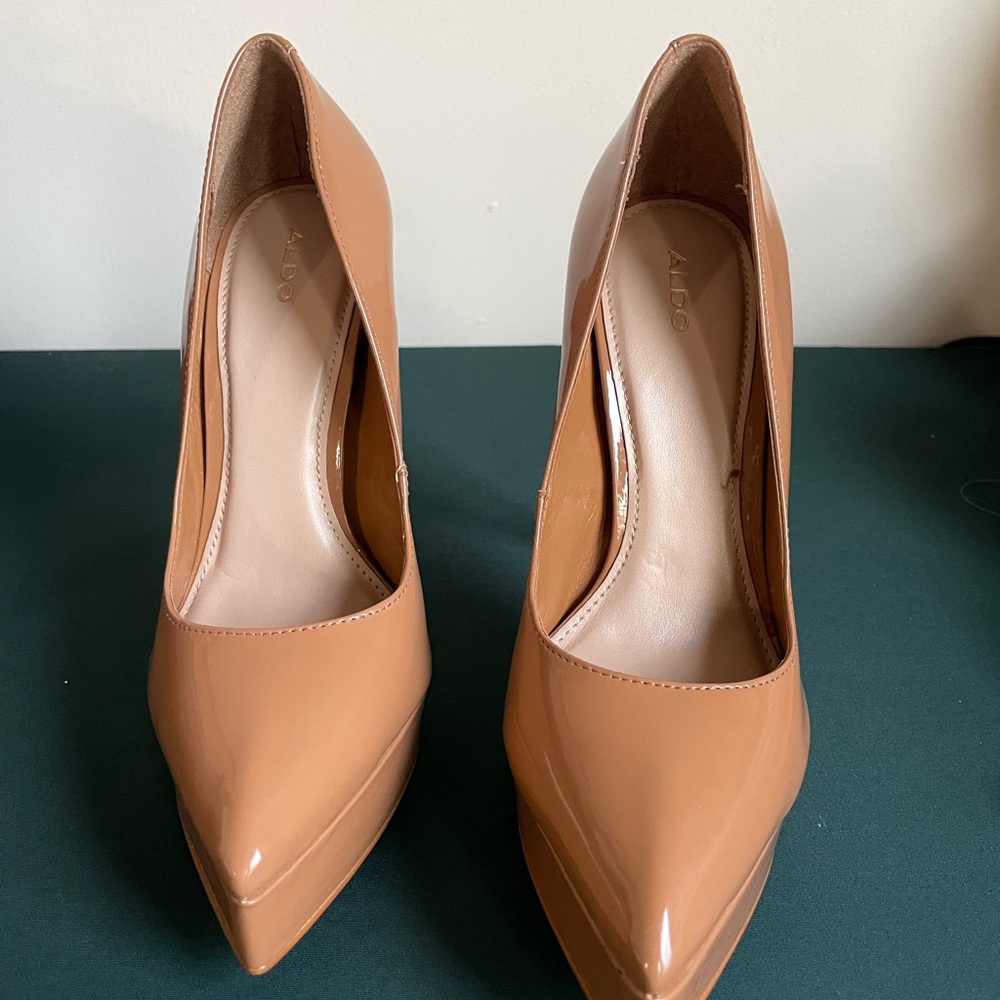 Aldo Nude Patent Pointed-Toe Pumps